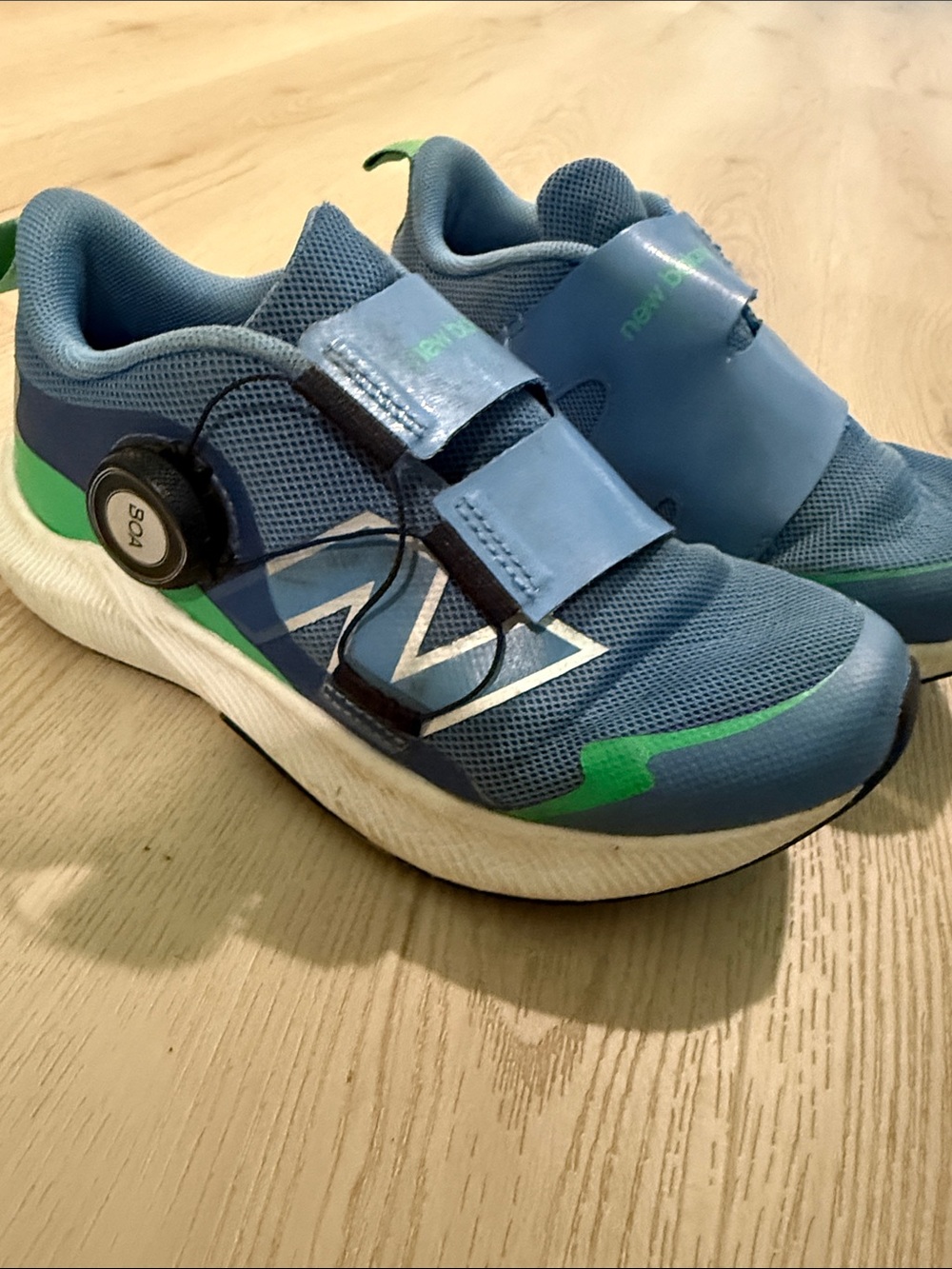 New Balance Blue and Green Kids Athletic Sneakers with Dial Closure